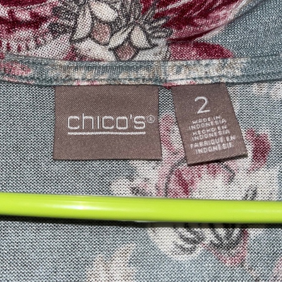 Chico’s Women’s Green Multi Floral Print Cowl Neck Fall/Winter Casual Shirt Sz-L - Picture 4 of 6